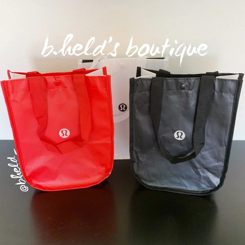 Bundle of 3 lululemon Small Tote Bags in Red, White, & Black Brand New NWOT